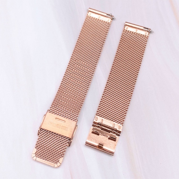 Rose Gold-Tone Mesh Watch Strap w Quick Release 14mm 16mm 18mm 20mm 22mm - Picture 3 of 3
